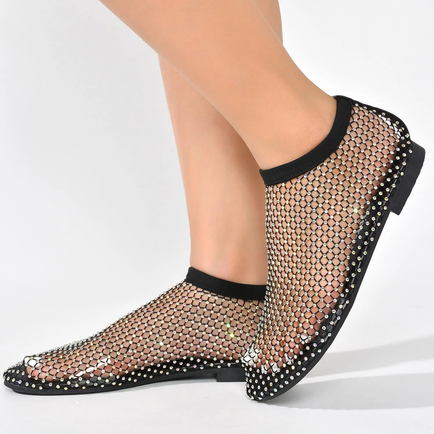 Cape Robbin Fantasia Rhinestone Mesh Flat Sandals (Fantasia)