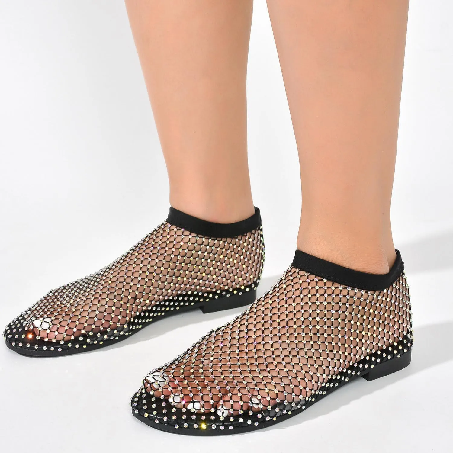 Cape Robbin Fantasia Rhinestone Mesh Flat Sandals (Fantasia)