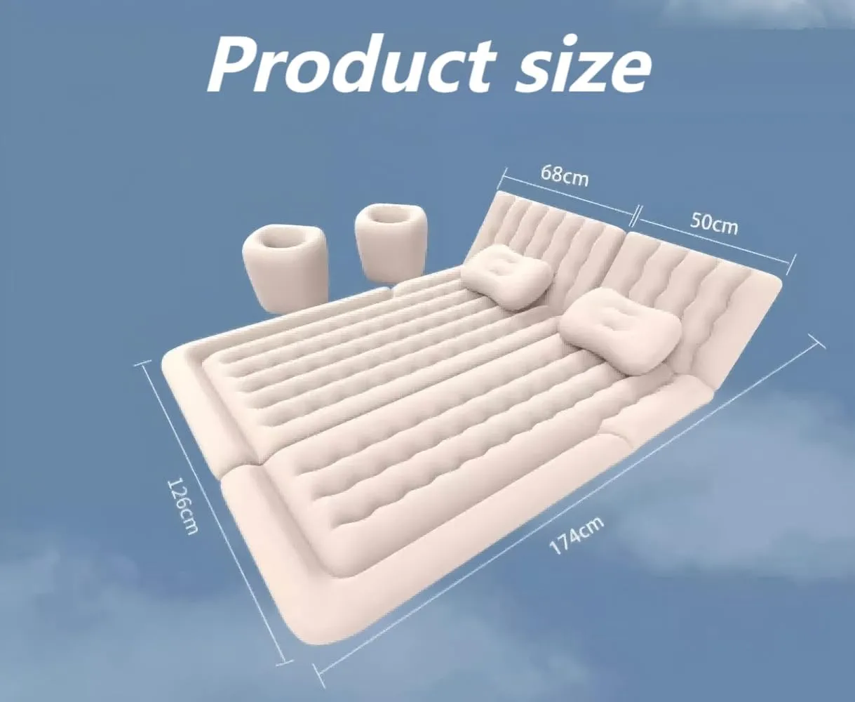 Car Air Mattress for Cadillac GT4 2023 2024,Flocking& PVC Thickened Double-Sided Portable Foldable Sleeping Pad Back Seat Trunk Inflatable Electric Pump Pillows,B