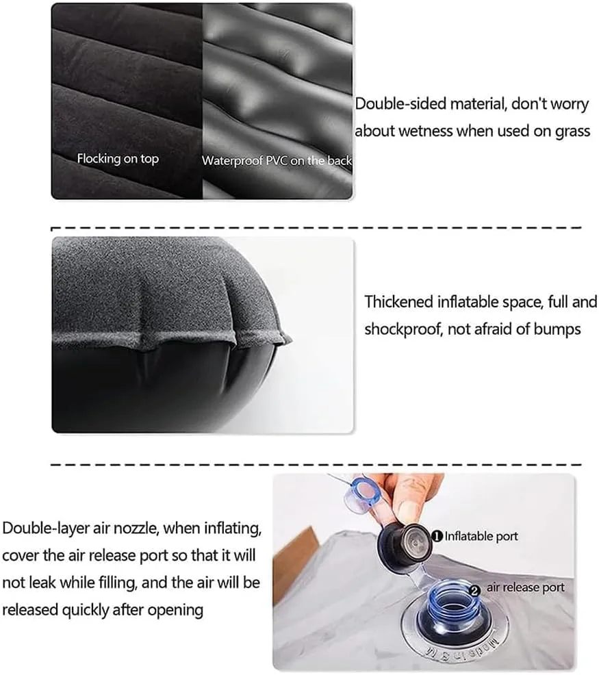 Car Air Mattress for Cadillac GT4 2023 2024,Flocking& PVC Thickened Double-Sided Portable Foldable Sleeping Pad Back Seat Trunk Inflatable Electric Pump Pillows,B