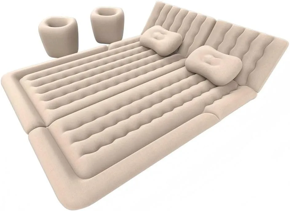 Car Air Mattress for Cadillac GT4 2023 2024,Flocking& PVC Thickened Double-Sided Portable Foldable Sleeping Pad Back Seat Trunk Inflatable Electric Pump Pillows,B