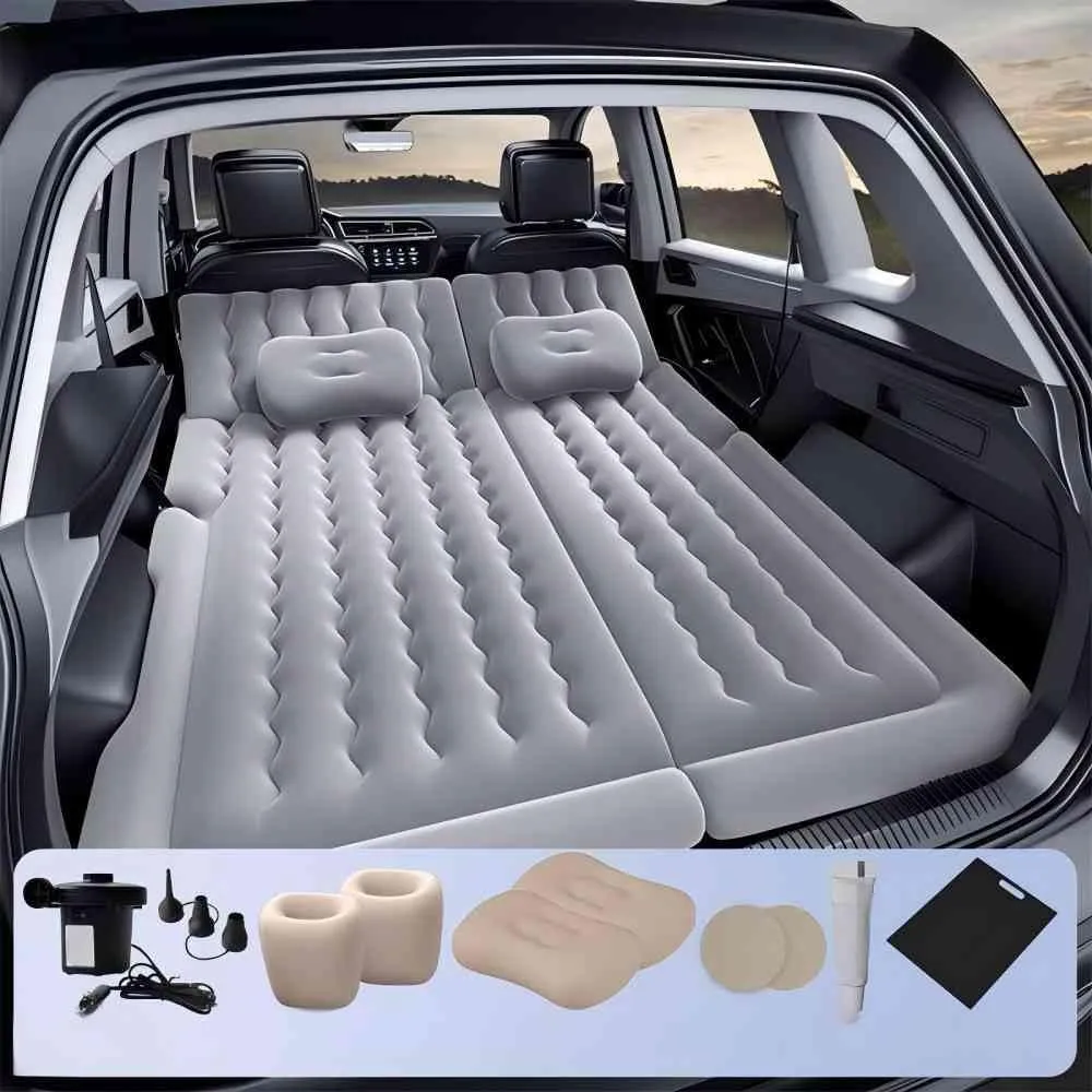 Car Air Mattress for Mitsubishi Outlander 2007 2008 2009 2010 2011 2012,Flocking & PVC Thickened Double-Sided Portable Foldable Sleeping Pad Back Seat Trunk Inflatable Electric Pump Pillows