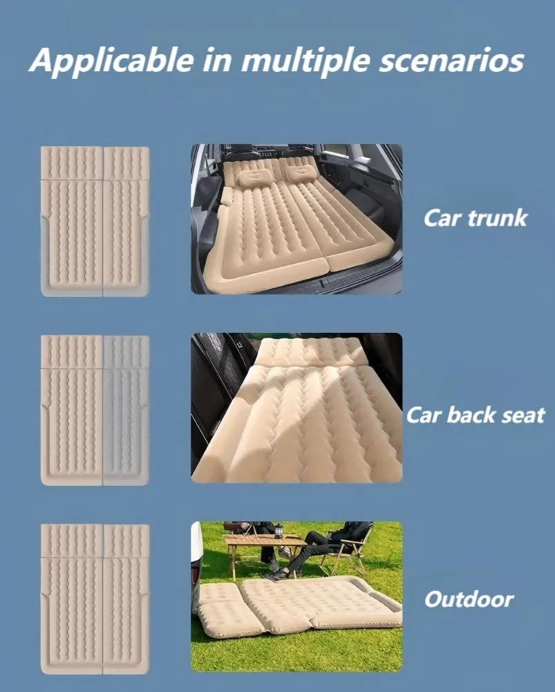 Car Air Mattress for OPEL Mokka E 2021 2022 2023 2024,Flocking & PVC Thickened Double-Sided Portable Foldable Sleeping Pad Back Seat Trunk Inflatable Electric Pump Pillows,C