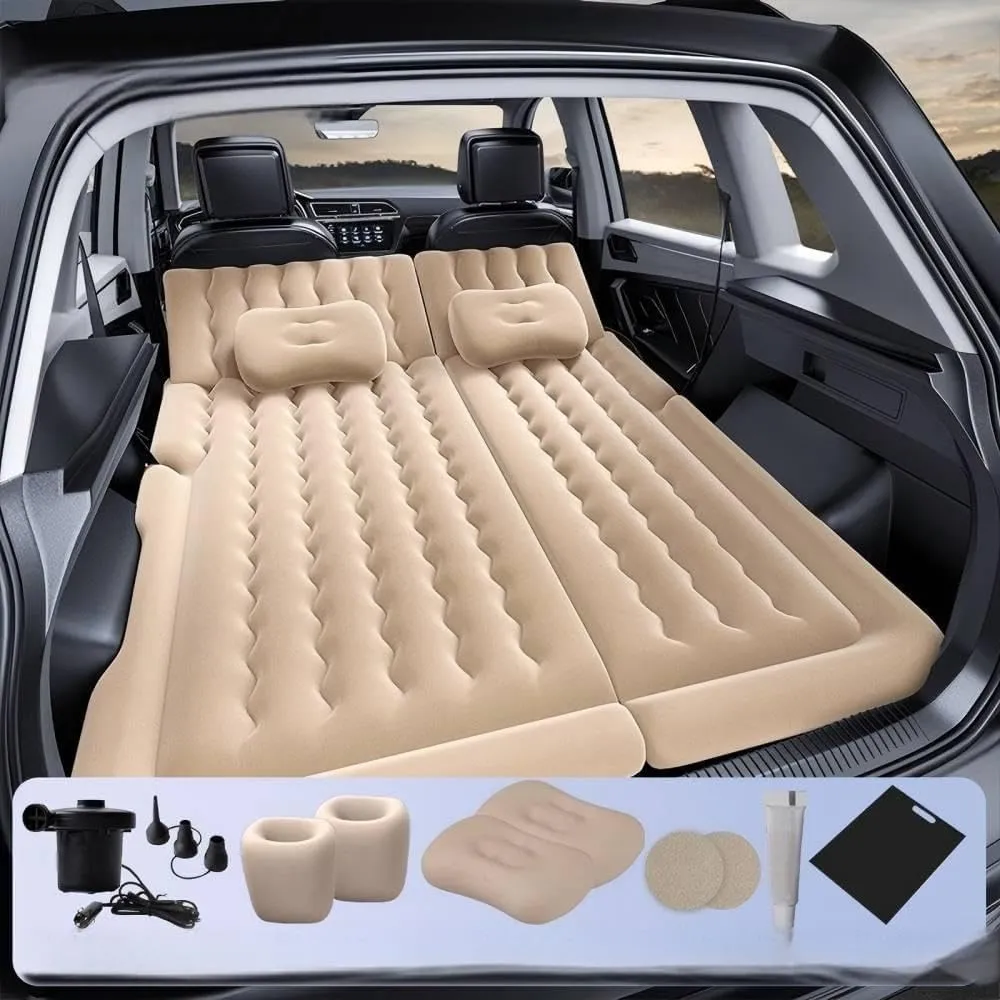 Car Air Mattress for OPEL Mokka E 2021 2022 2023 2024,Flocking & PVC Thickened Double-Sided Portable Foldable Sleeping Pad Back Seat Trunk Inflatable Electric Pump Pillows,C