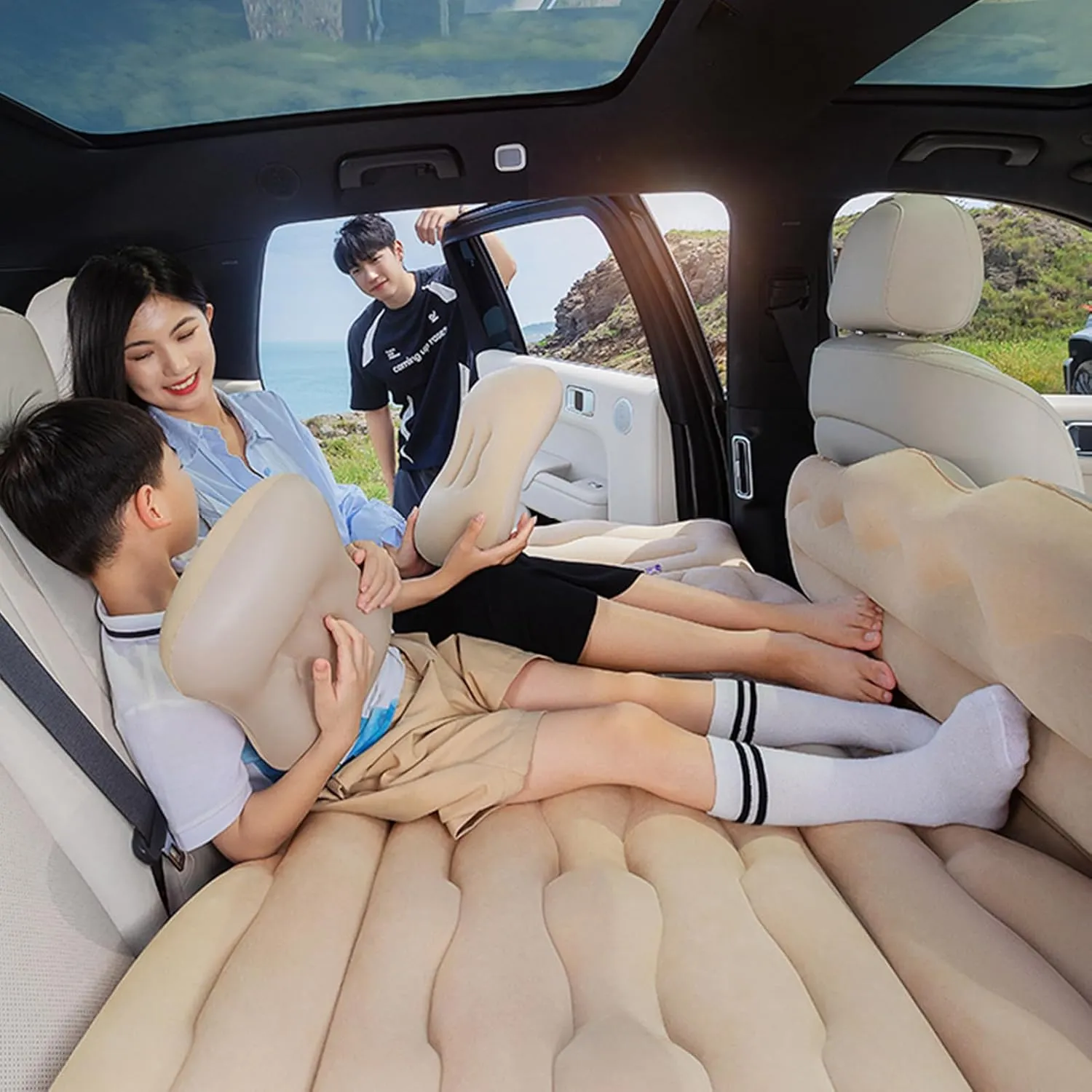 Car Air Mattress for Peugeot 3008 Phase 2,2017 2018 2019 2020 2021 2022 2023 Thickened Durable Car Camping Air Mattress Bed with Air Pump Inflatable Sleeping Mat,C