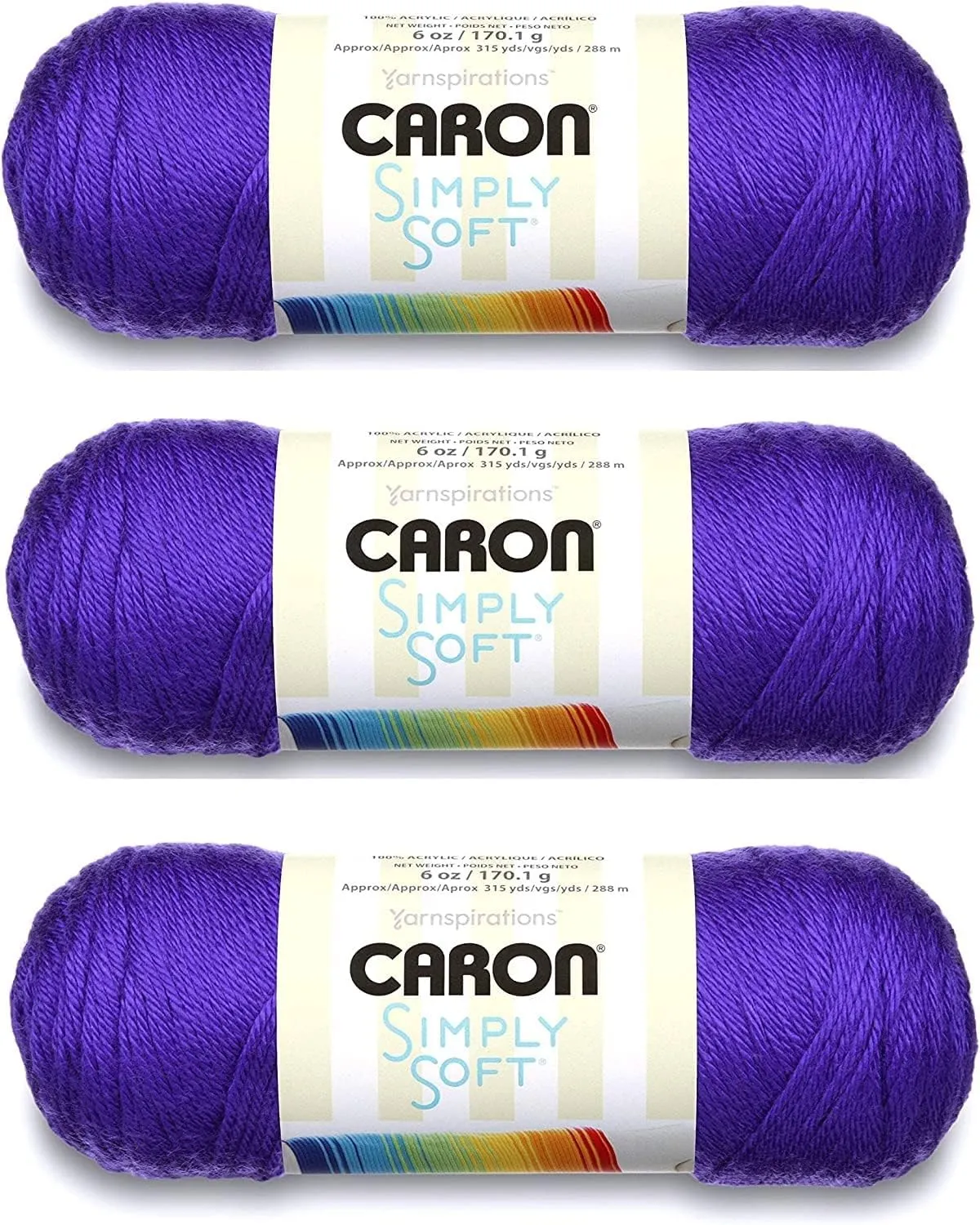 Caron - Simply Soft - Pack of 3 Solid Thread Balls 6 oz