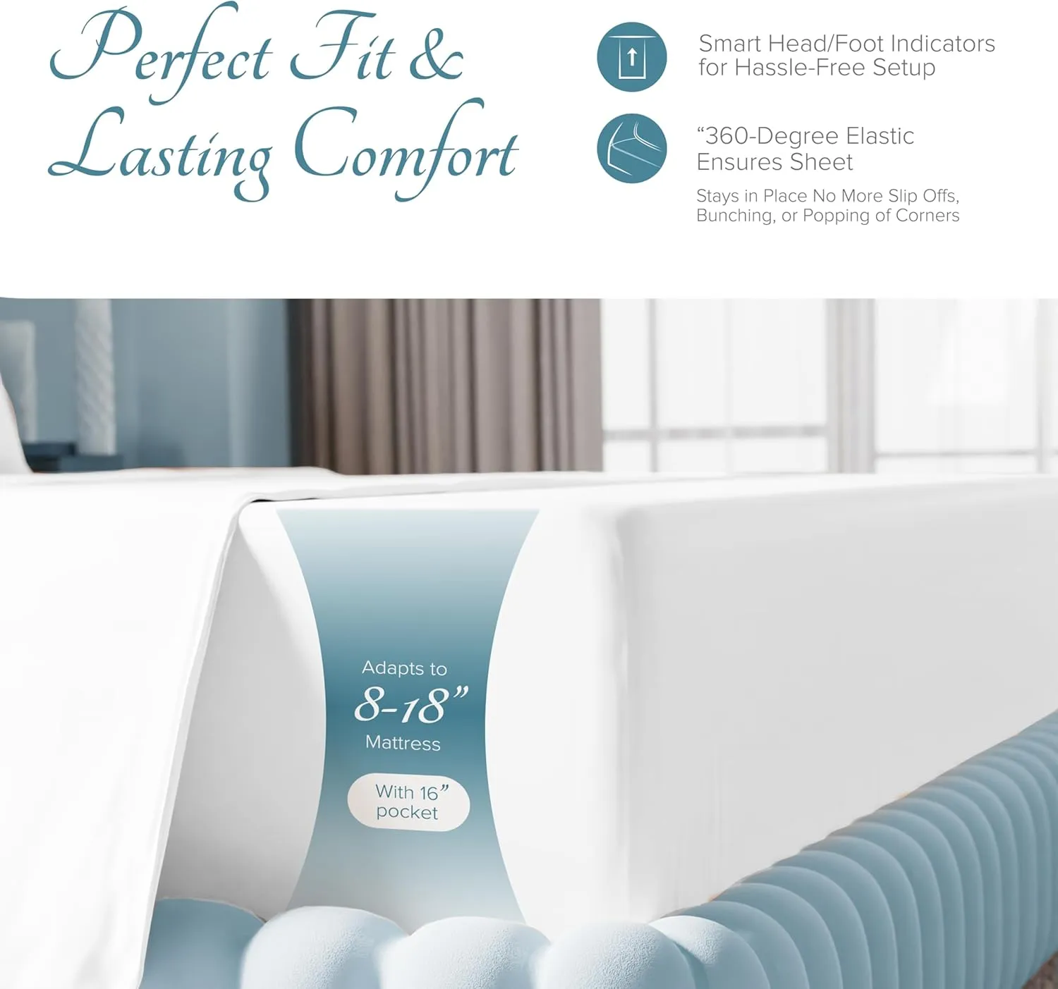 Carressa Linen 100% Egyptian Cotton King White Sheet Set - 1000 Thread Count 4 PC Cotton Sheets for King Size Bed, Soft, Cooling Extra Long Staple Luxury Hotel Sheets - Fits Upto 18” Deep Pocket