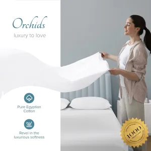 Carressa Linen 100% Egyptian Cotton King White Sheet Set - 1000 Thread Count 4 PC Cotton Sheets for King Size Bed, Soft, Cooling Extra Long Staple Luxury Hotel Sheets - Fits Upto 18” Deep Pocket