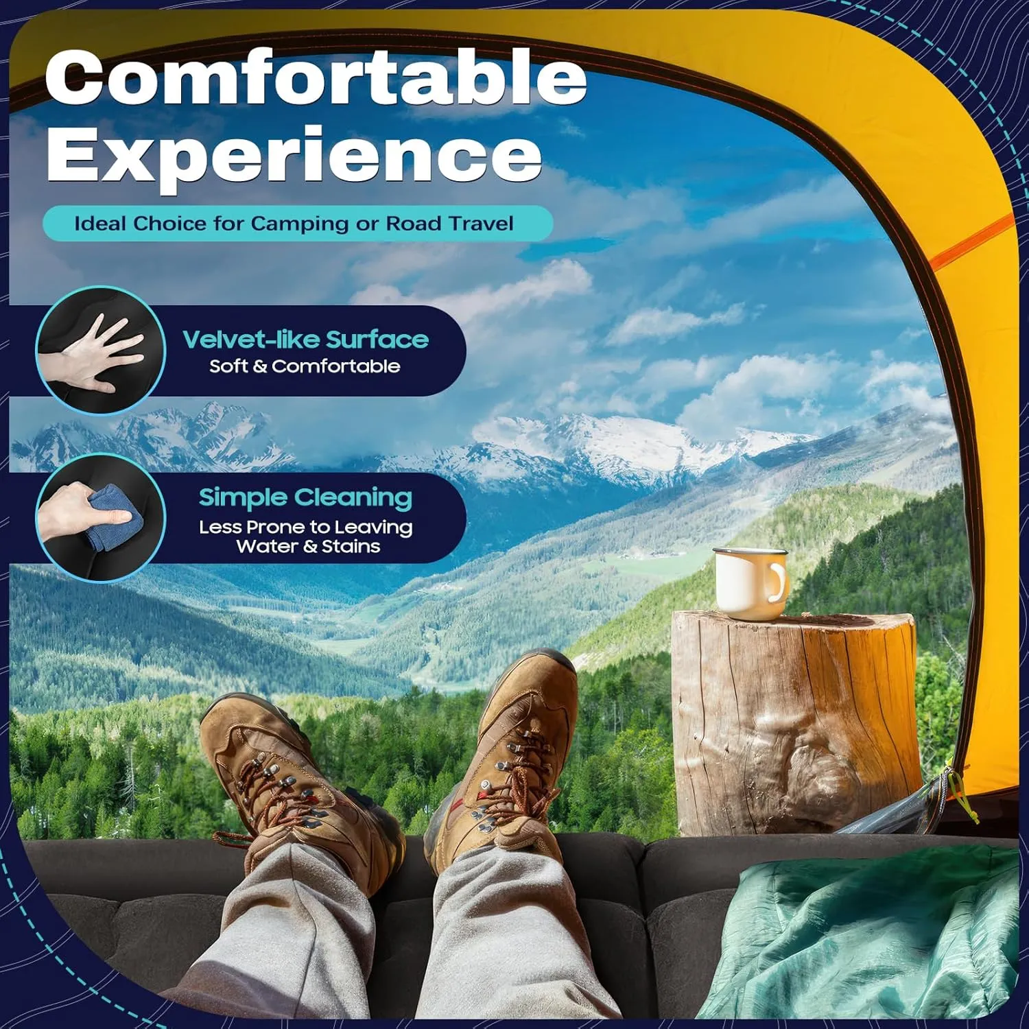 Cars and Truck Air Mattress Back Seat Inflatable Bed Mattress 69 x 51 in,Portable Beds Sleeping Pad Thickened Universal Camping Air Mattress Bed w/ 2 Pillow and Air Pump,for SUV (Black)