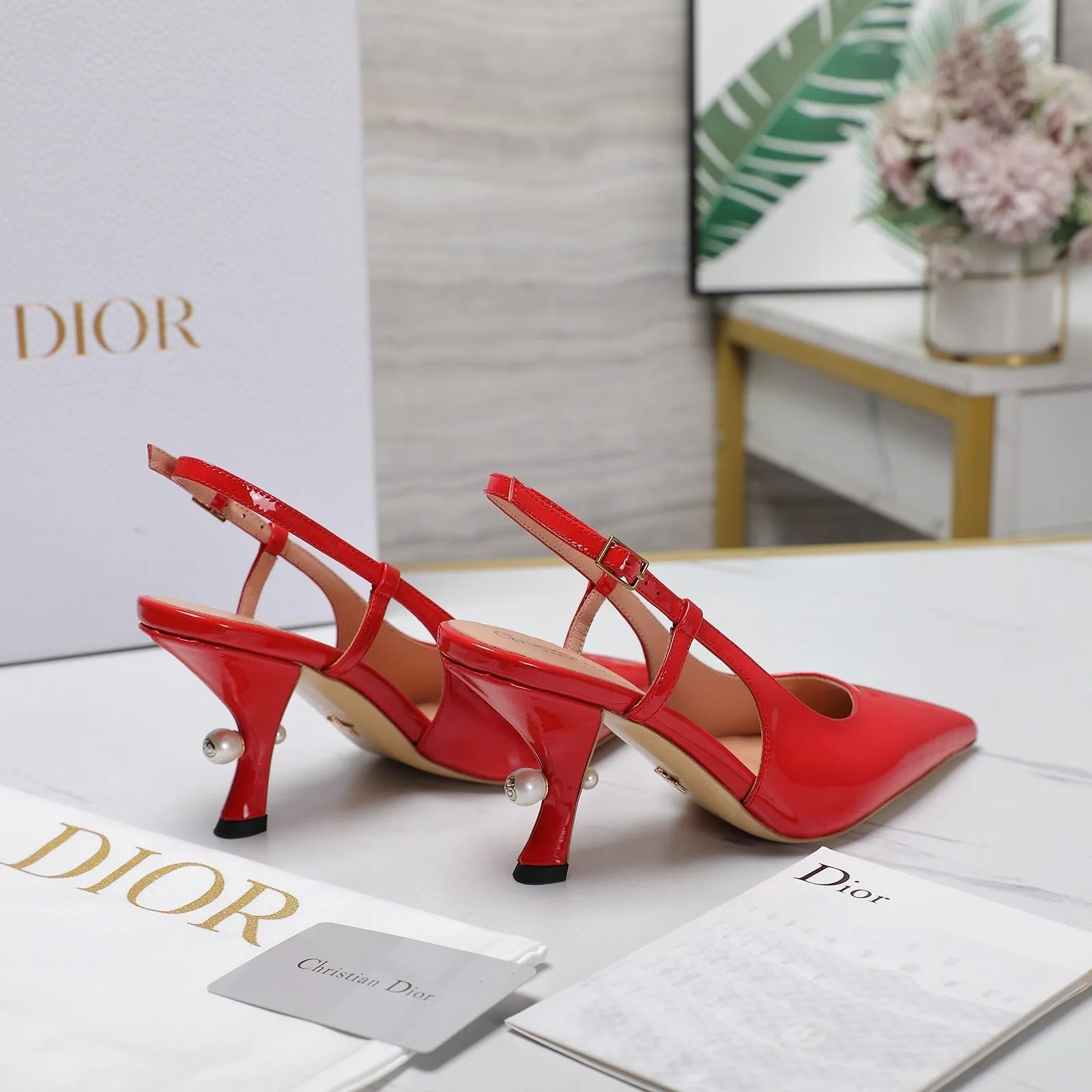 CD Tribales Slingback Pump Glossy Red Orange Cowhide