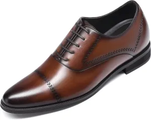 CHAMARIPA Elevator Shoes for Men- Black Leather Height Increase Dress Formal Shoes That Make You Taller 3.15 Inches.