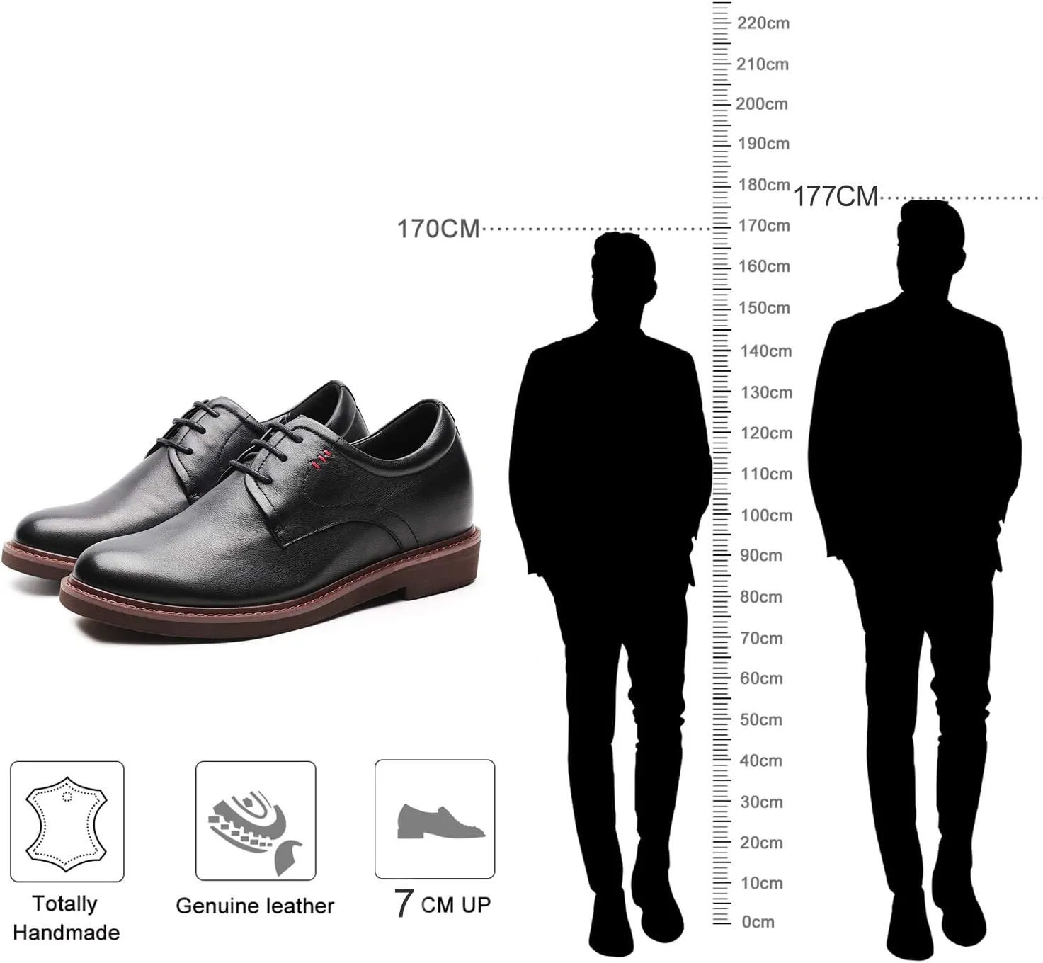 CHAMARIPA Elevator Shoes for Men Invisible Height Increasing Elevator Shoes Lace up Leather Formal Oxford Dress Tuxedo Lift Shoes Make You Taller