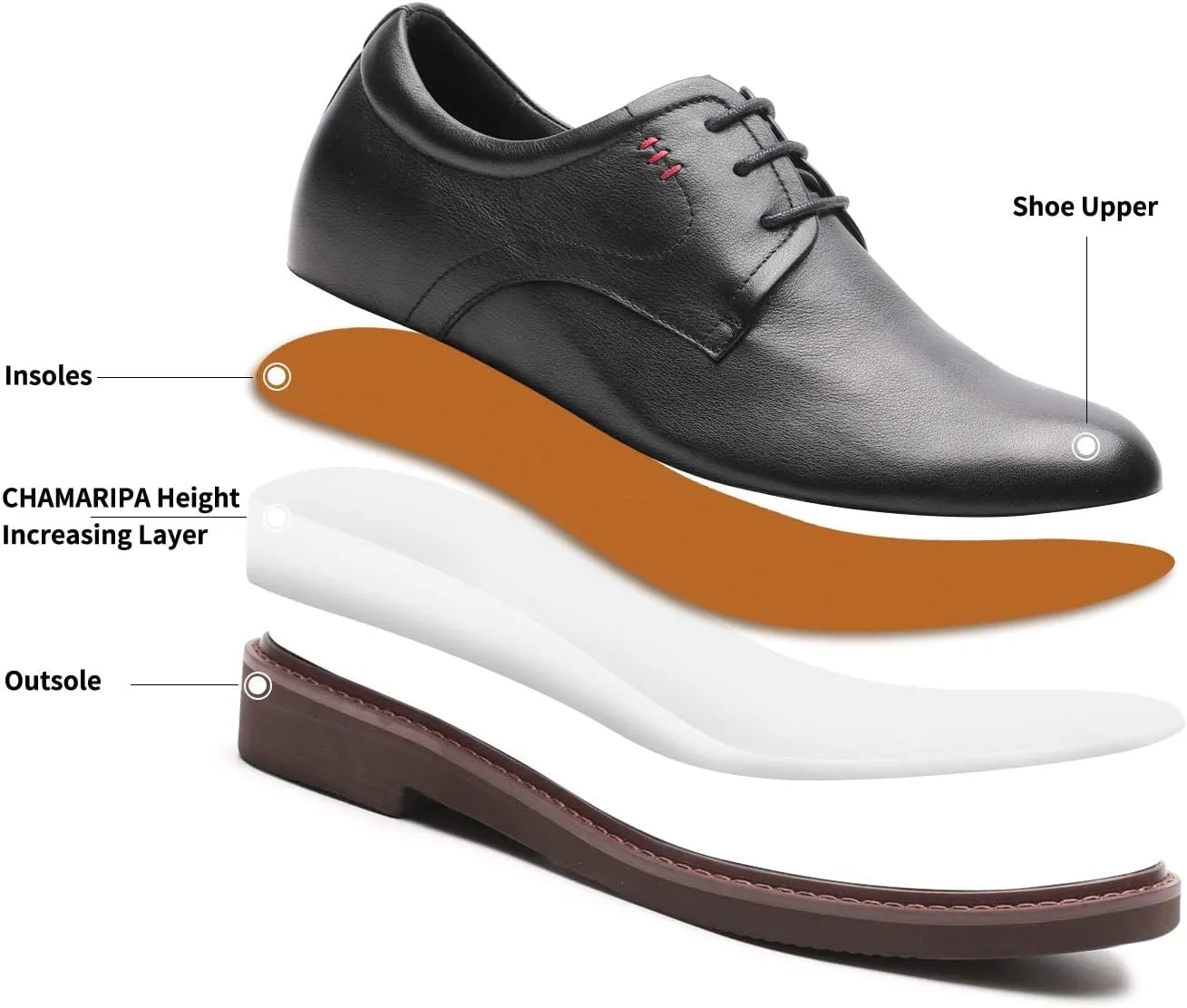 CHAMARIPA Elevator Shoes for Men Invisible Height Increasing Elevator Shoes Lace up Leather Formal Oxford Dress Tuxedo Lift Shoes Make You Taller