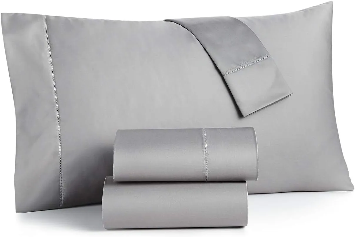 Charter Club Damask Solid 550 Thread Count Supima Cotton 4 Piece Queen Sheet Set Smoke