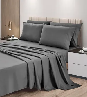 Chezmoi Collection 6-Piece Gray Sheet Set King - Extra Soft Breathable Brushed Microfiber Bed Sheets with 15" Deep Pocket & 4 Pillowcases