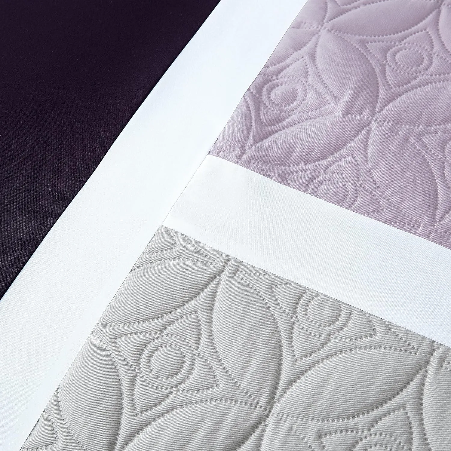 Chezmoi Collection Bernard 7-Piece California King Bed in a Bag Comforter Set with Sheets - Lightweight Comforter Lavender Purple Gray Patchwork Quilted Medallion Bedding Set for All Season