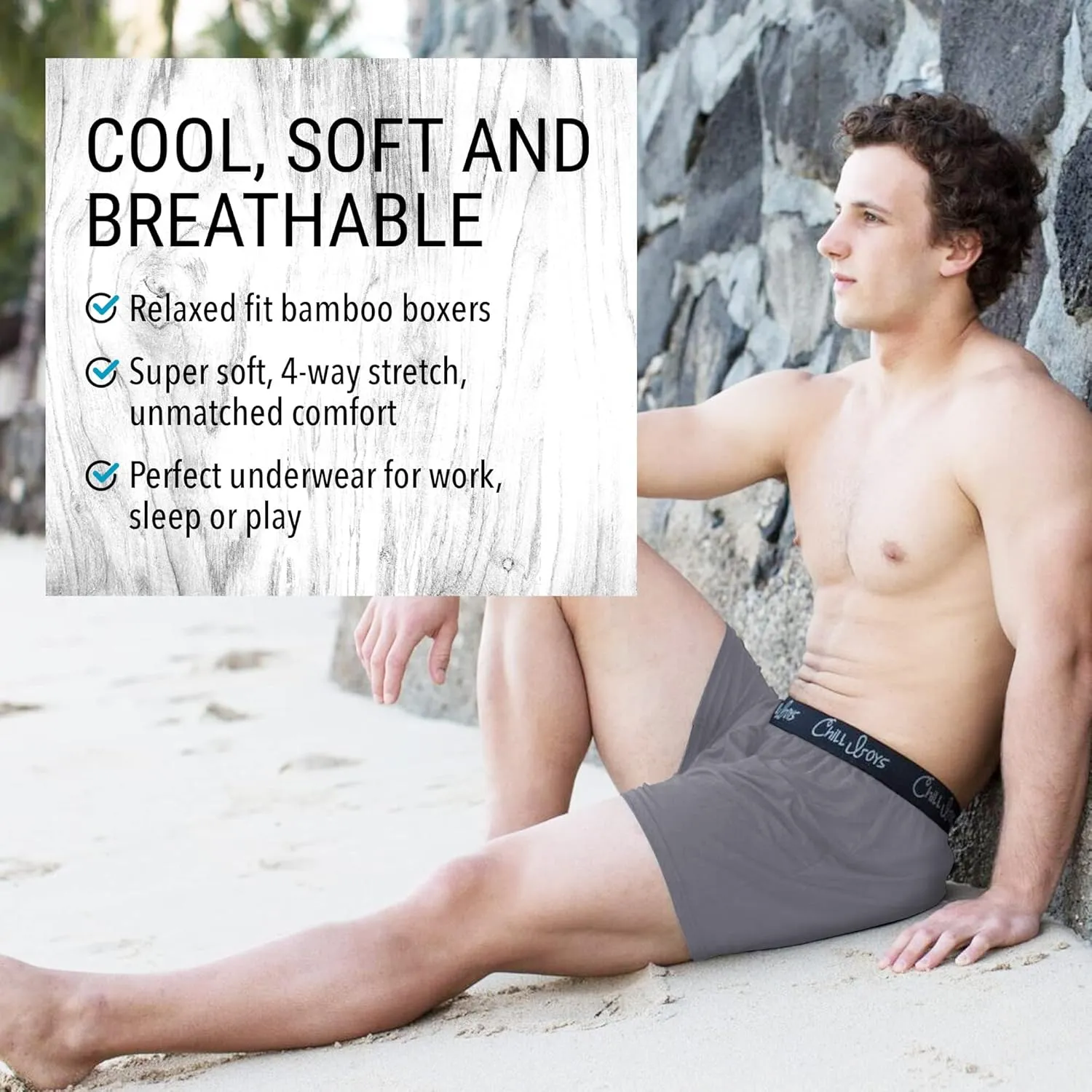 Chill Boys Viscose from Bamboo Boxers for Men - Cool Comfortable, Soft Breathable Men's Underwear - Boxer Shorts