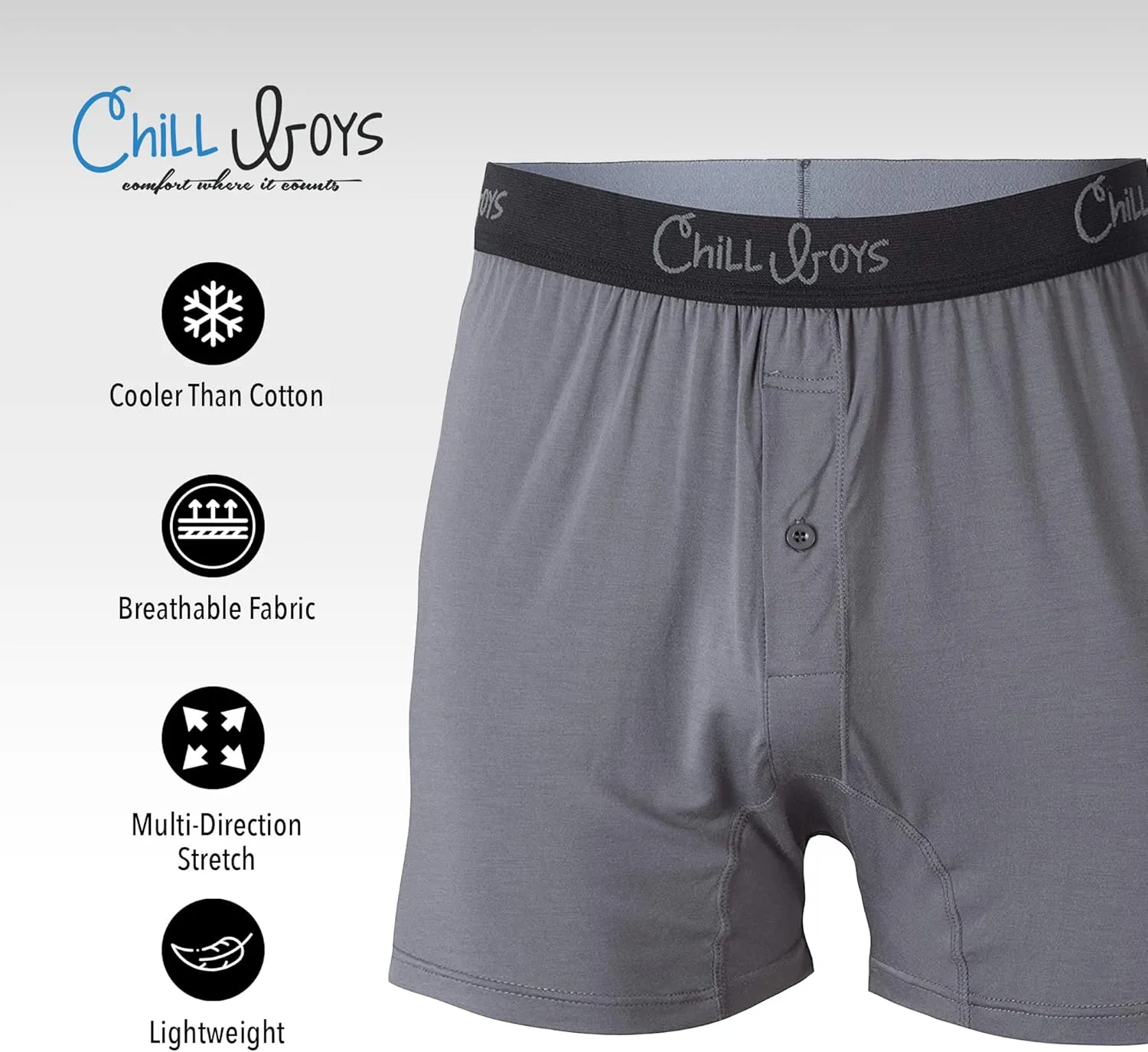 Chill Boys Viscose from Bamboo Boxers for Men - Cool Comfortable, Soft Breathable Men's Underwear - Boxer Shorts