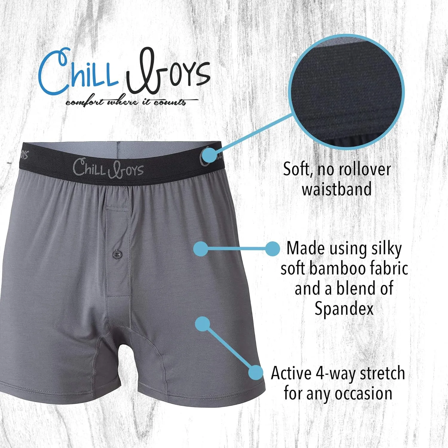 Chill Boys Viscose from Bamboo Boxers for Men - Cool Comfortable, Soft Breathable Men's Underwear - Boxer Shorts