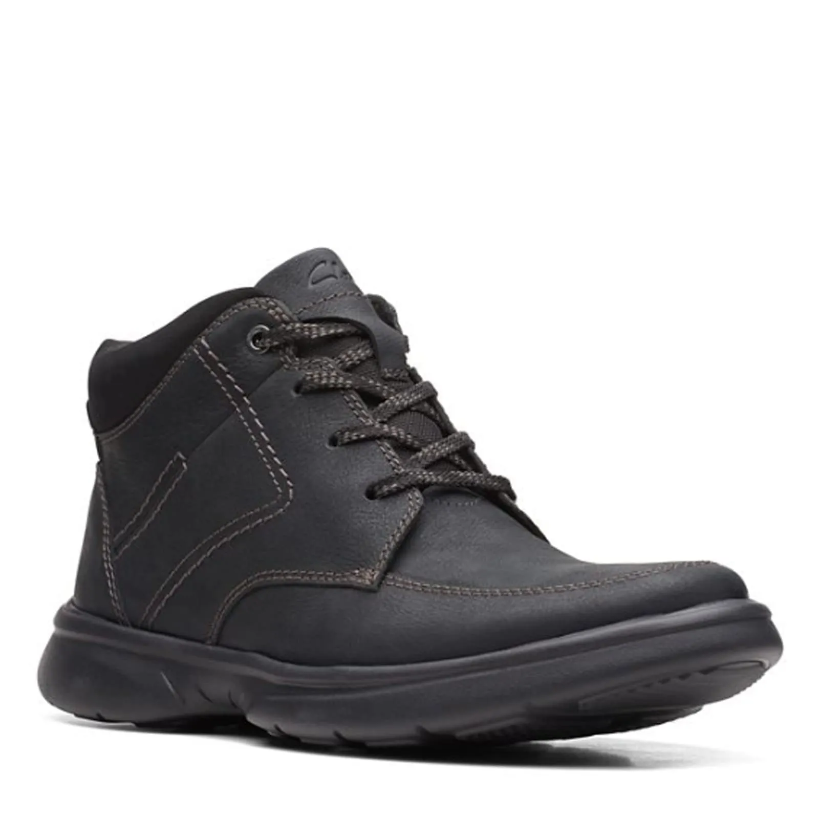 Clarks Men's Bradley Mid Oxford Boot, Black Tumbled Leather, 13