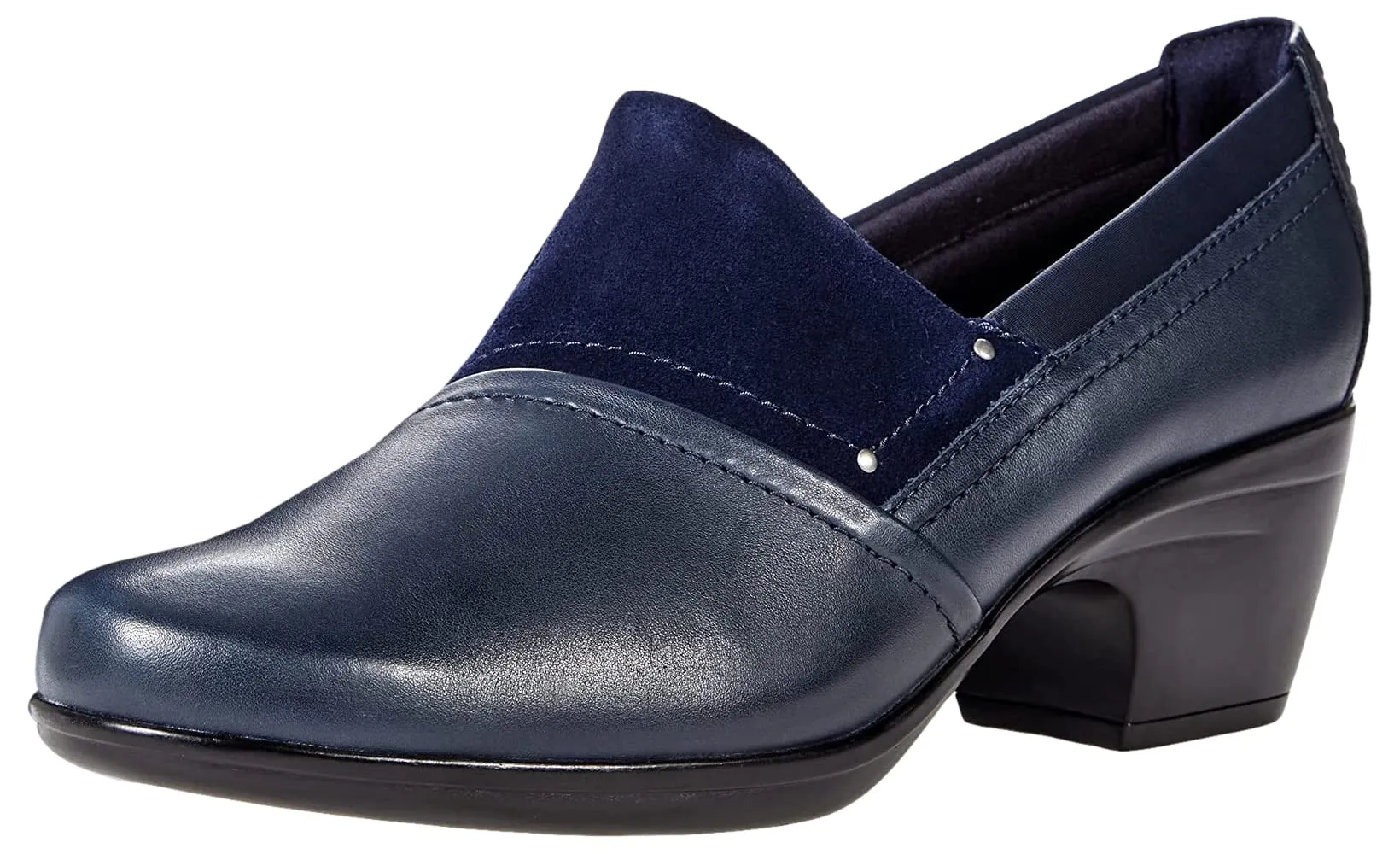 Clarks Women's Emily Step Loafer, Navy Leather, 10