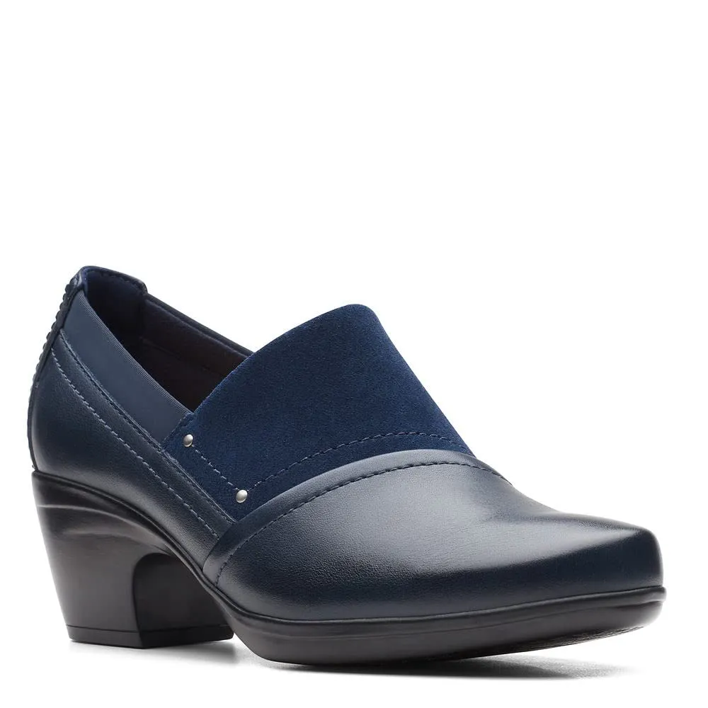 Clarks Women's Emily Step Loafer, Navy Leather, 10