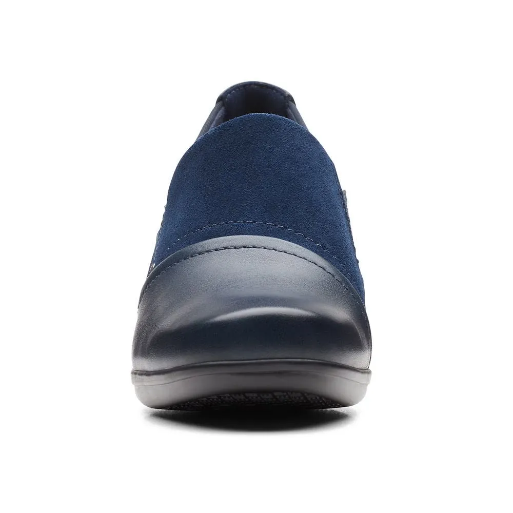 Clarks Women's Emily Step Loafer, Navy Leather, 10