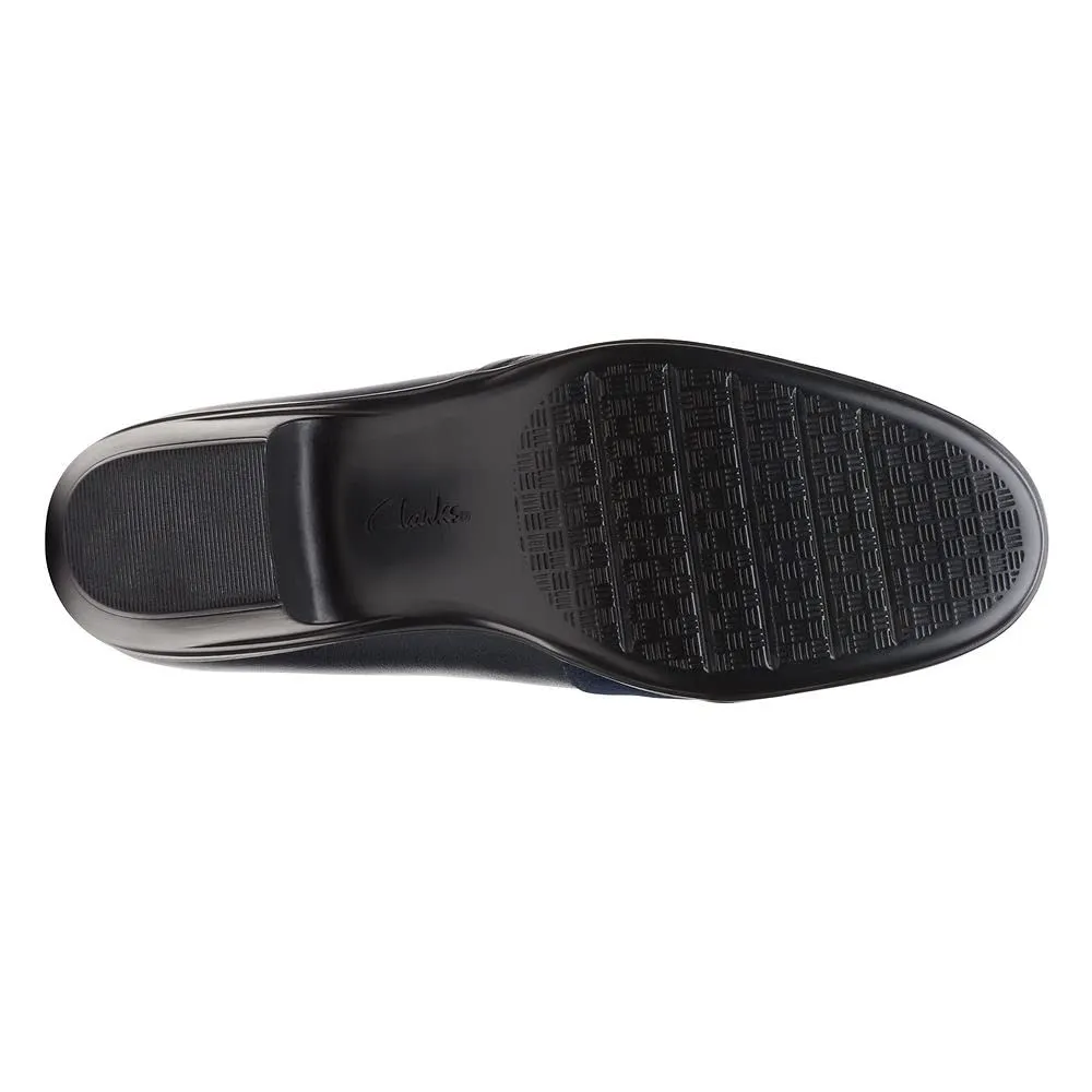 Clarks Women's Emily Step Loafer, Navy Leather, 10