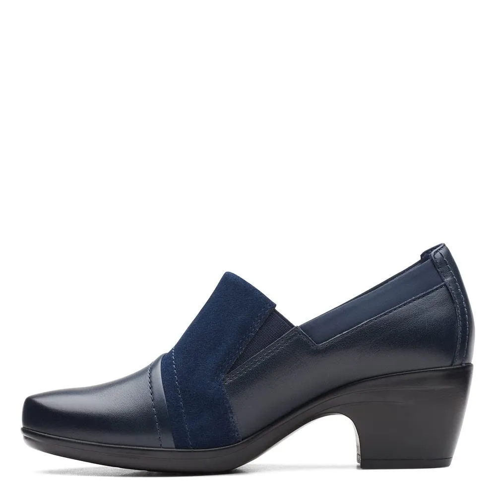 Clarks Women's Emily Step Loafer, Navy Leather, 10