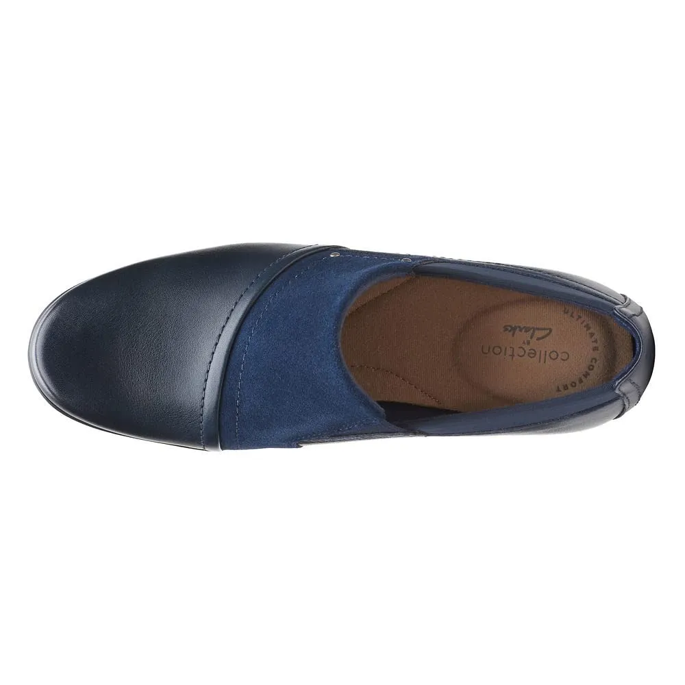 Clarks Women's Emily Step Loafer, Navy Leather, 10