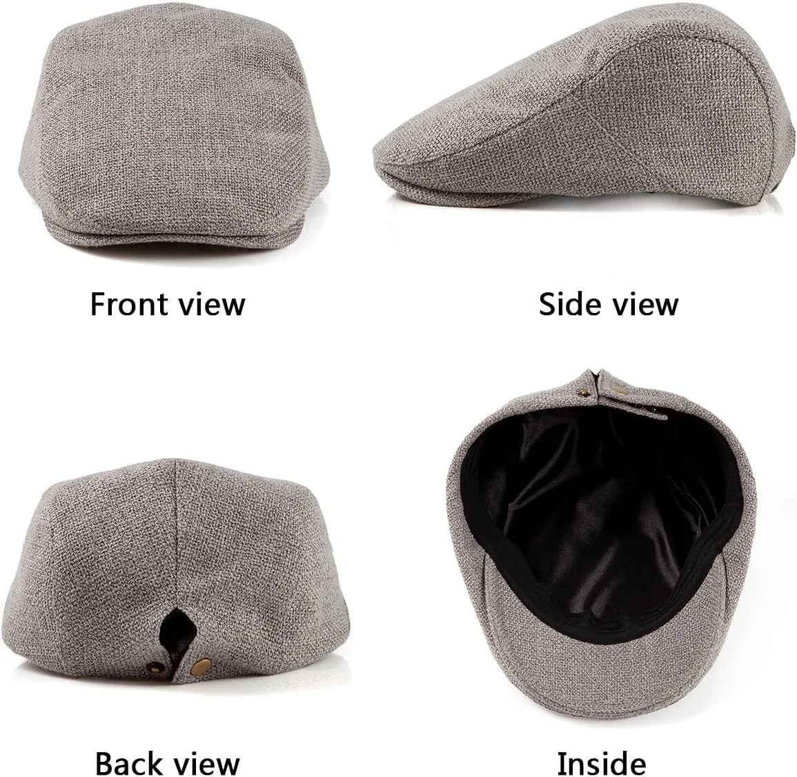 Classic Solid Flat Cap Newsboy Hats for Men Cabbie Driving Scally Adjustable