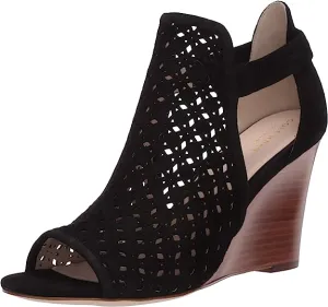 Cole Haan Women's Edie Wedge Bootie (85MM) Fashion Boot, Black Suede, 10 B US