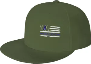 Colorectal Cancer Believe American Flag Dark Blue Ribbon Fashion Flat Cap Adujstable Men Women Baseball Caps Outdoor
