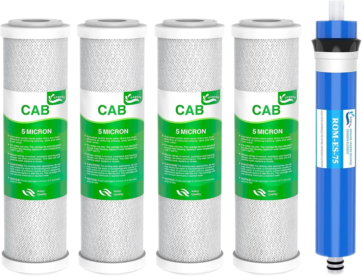 Combo Pack FX12P and FX12M or TFM-24 Water Filter Replacement, Compatible GE RO Set GXRM10RBL GXRM10G Reverse Osmosis Systems, 4x Carbon Block Filters, 1x RO Membrane Filter