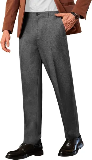 COOFANDY Men Classic Fit Dress Pant Casual Flat Front Pant Expandable Waist Suit Pant