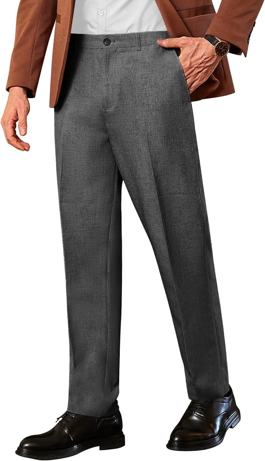 COOFANDY Men Classic Fit Dress Pant Casual Flat Front Pant Expandable Waist Suit Pant