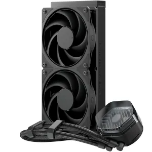 Cooler Master MasterLiquid 240 Atmos Stealth CPU Liquid Cooler - AIO Water Cooling System (TDP 280W), Dual Chamber Pump, Pre-Installed Mobius 120 Black Fans, LGA1851/1700 & AM5/AM4 Brackets