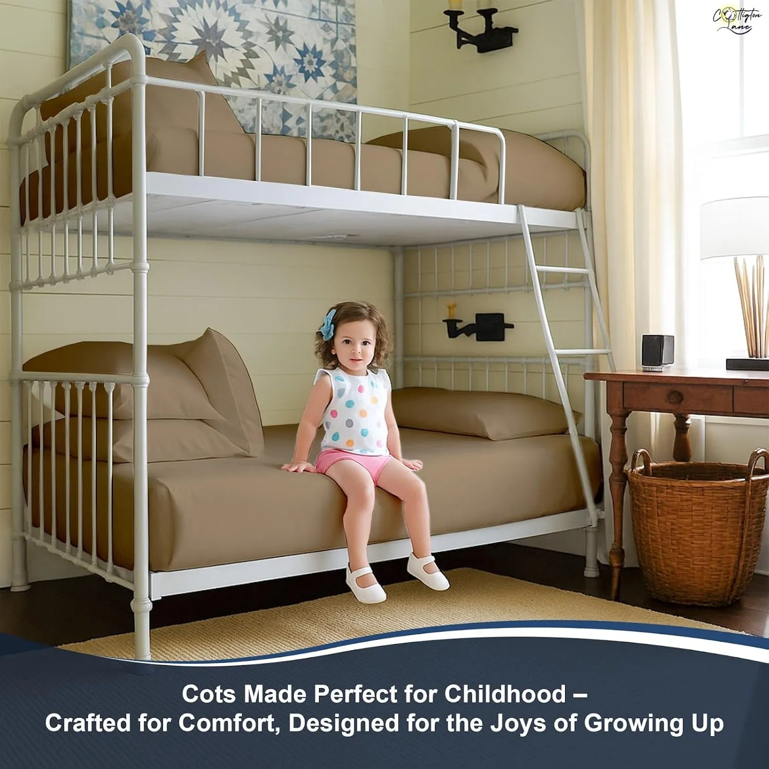 Cottington Lane 4 Piece Cot Sheets 30x75 Set, Premium Egyptian Cotton Sheets, Perfect for Narrow Twin, Camp Bunk, Army Cots, Trifold Mattress, Camping Cot, Guest Bed Replacement, Taupe