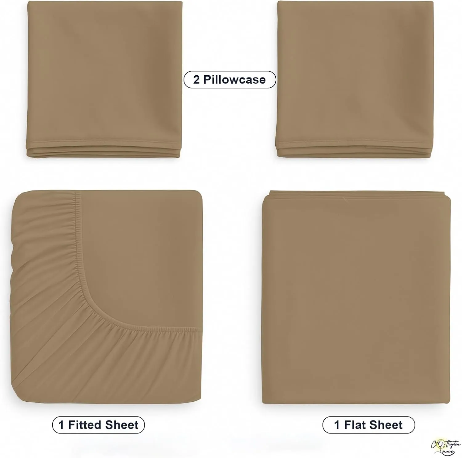 Cottington Lane 4 Piece Cot Sheets 30x75 Set, Premium Egyptian Cotton Sheets, Perfect for Narrow Twin, Camp Bunk, Army Cots, Trifold Mattress, Camping Cot, Guest Bed Replacement, Taupe