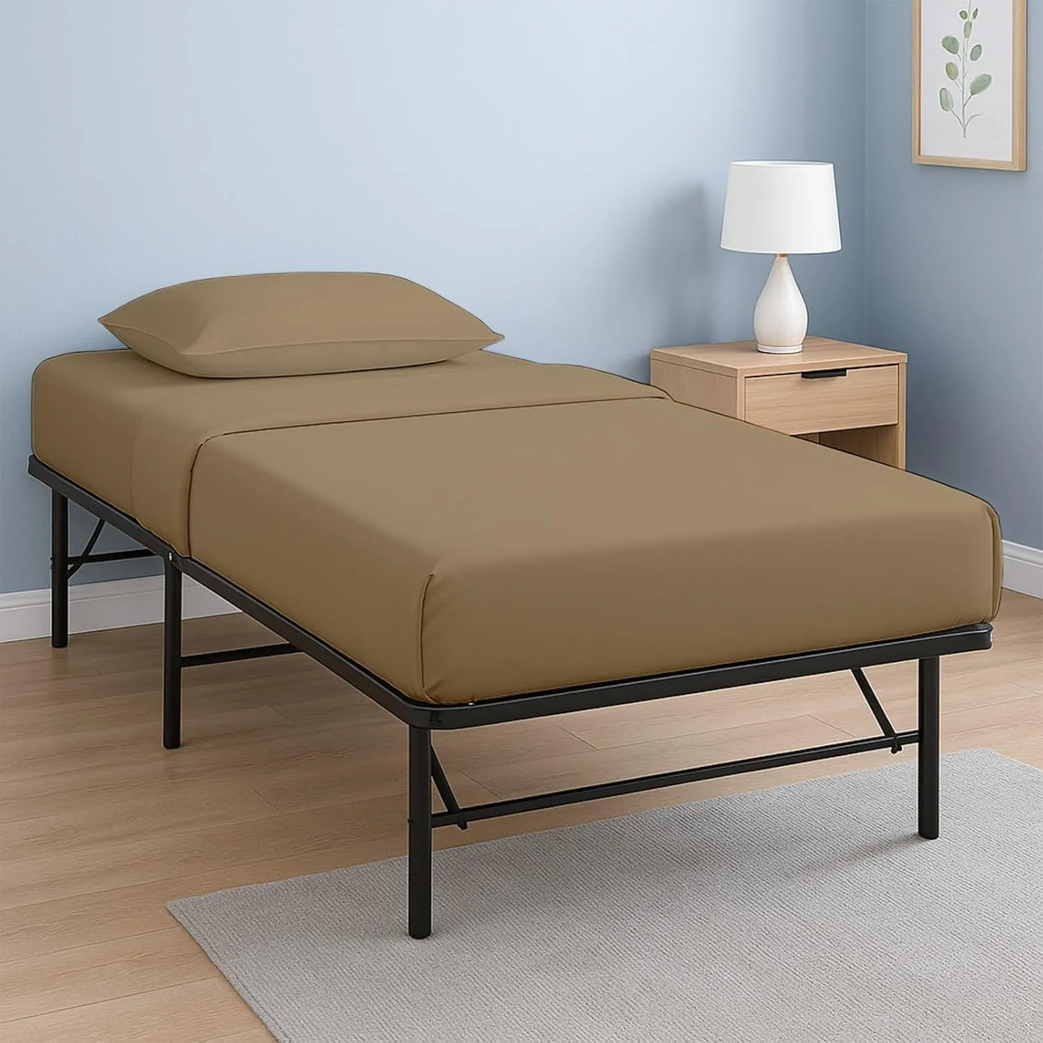 Cottington Lane 4 Piece Cot Sheets 30x75 Set, Premium Egyptian Cotton Sheets, Perfect for Narrow Twin, Camp Bunk, Army Cots, Trifold Mattress, Camping Cot, Guest Bed Replacement, Taupe