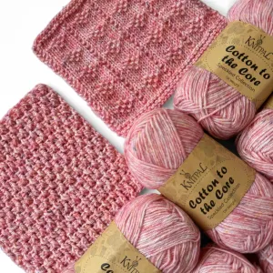 Cotton to The Core Speckled Soft Baby Yarn for Crocheting, 6 Skeins, 810Yds/300G, Free Patterns - Size 3 DK Light Worsted Weight Cotton Yarn for Knitting - Cotton Candy