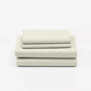 Cuddledown Dreamstead 100% Cotton Bed Sheets Set | 300 Thread Count | Luxurious Sateen Weave | Pure Combed Cotton | Soft | Wrinkle Resistant | 4 Piece Set | Birch | King | 78” x 80”