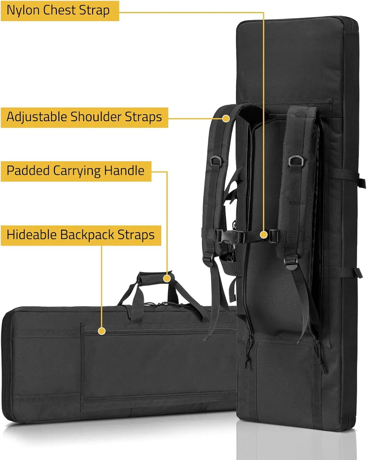 CVLIFE 36" 42" 46" Soft Rifle Case Tactical Double Long Gun Bag,with Lockable Zipper and Backpack Strap,Rifle Backpack Rifle Bag Gun Case for Outdoor Hunting Shooting Range