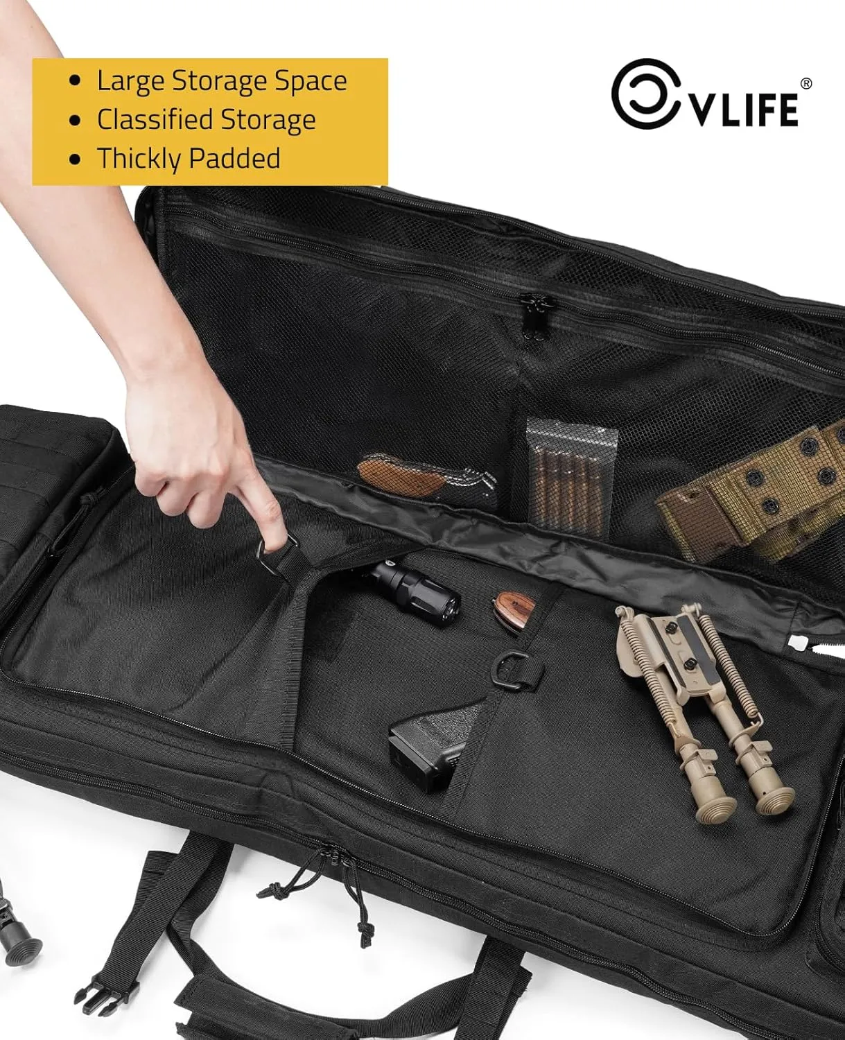 CVLIFE 36" 42" 46" Soft Rifle Case Tactical Double Long Gun Bag,with Lockable Zipper and Backpack Strap,Rifle Backpack Rifle Bag Gun Case for Outdoor Hunting Shooting Range