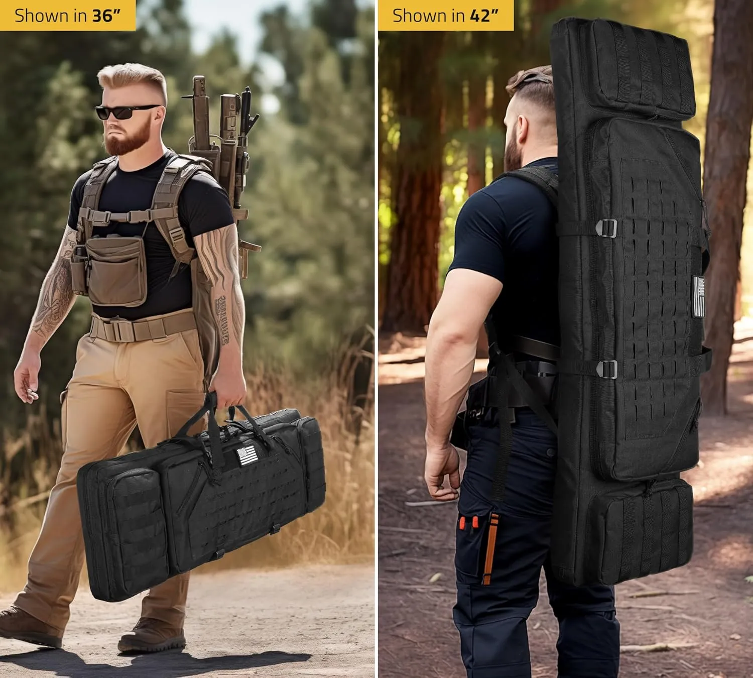 CVLIFE 36" 42" 46" Soft Rifle Case Tactical Double Long Gun Bag,with Lockable Zipper and Backpack Strap,Rifle Backpack Rifle Bag Gun Case for Outdoor Hunting Shooting Range