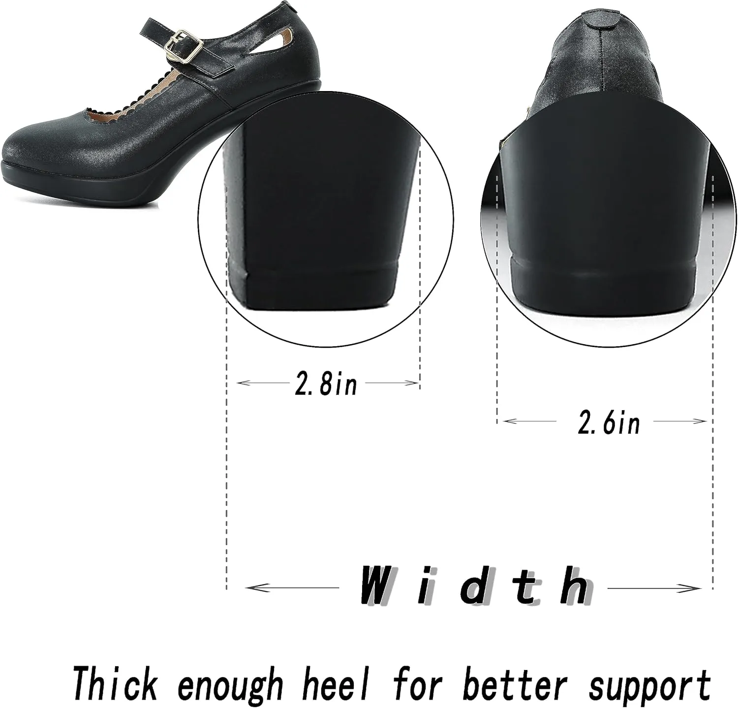 CYBLING Women's Mary Jane High Heels Shoes Ladies Pointed Closed Toe Ankle Strap Dress Pumps