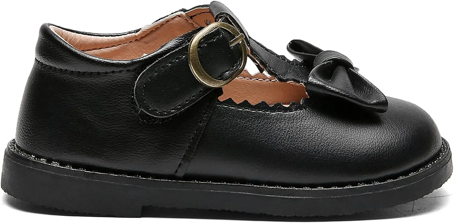 DADAWEN Girl's T-Strap School Uniform Dress Shoe Mary Jane Princess Flat