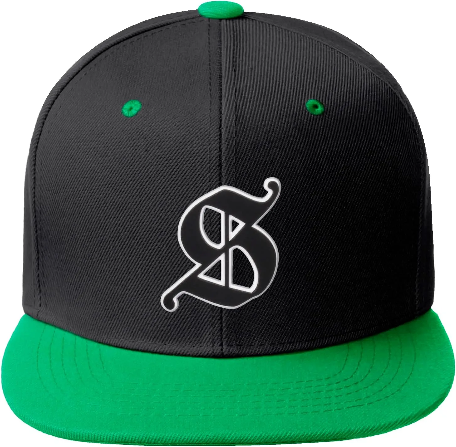 Daxton Classic Snapback Old English Alphabet A to Z Numbers Initials Flat Bill Visor Cap