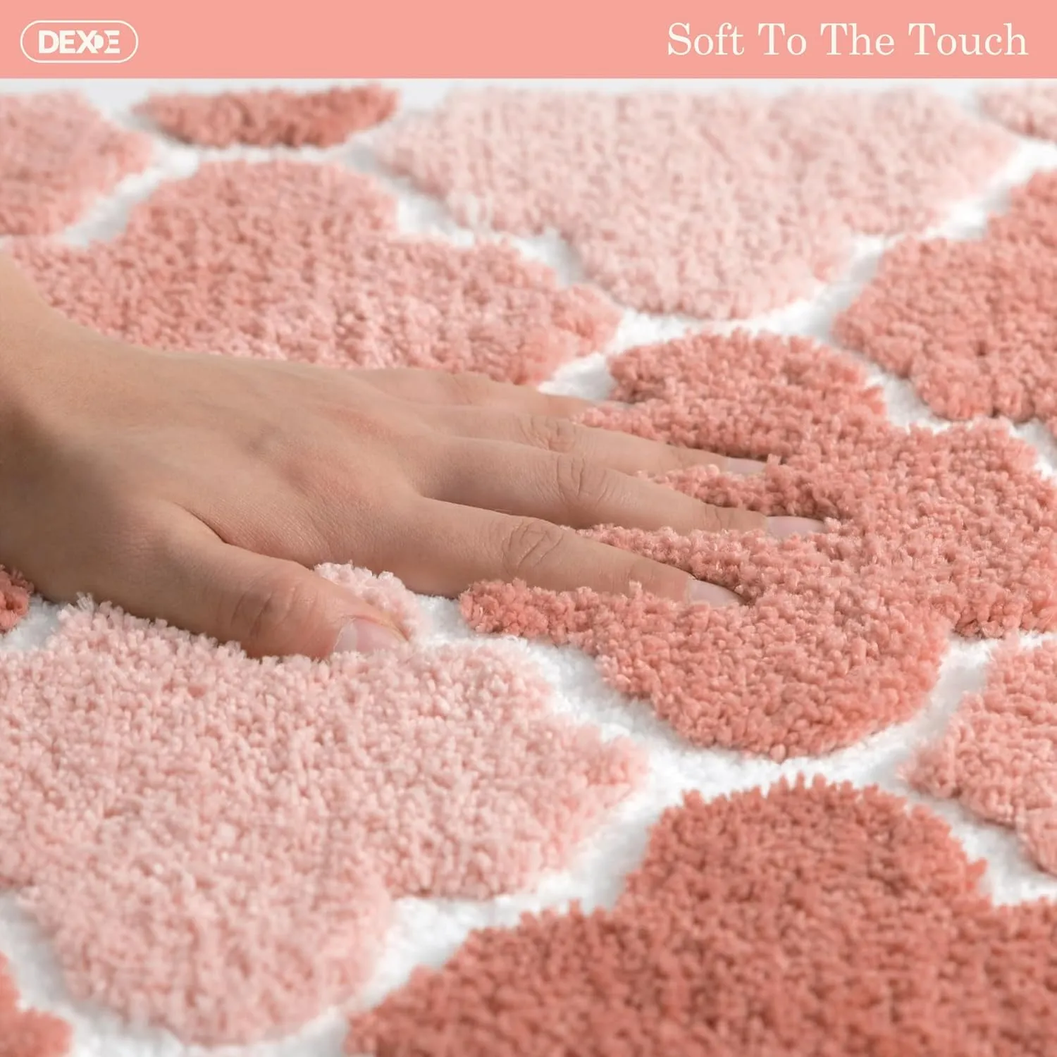 DEXDE Bathroom Rug Non-Slip, Extra Absorbent Shaggy Bath Mat, Machine Washable Soft Plush Throw Rug for Bathroom Floor Tub and Shower, 20" x 32" Pink