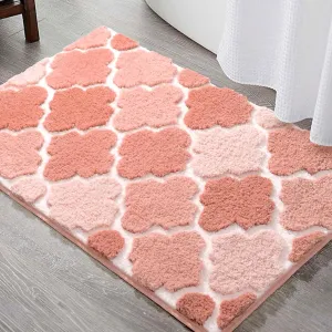 DEXDE Bathroom Rug Non-Slip, Extra Absorbent Shaggy Bath Mat, Machine Washable Soft Plush Throw Rug for Bathroom Floor Tub and Shower, 20" x 32" Pink